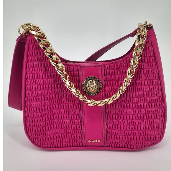 Aldo Barbie Pink Faux Leather Ruched Shoulder Bag - Picture 13 of 13